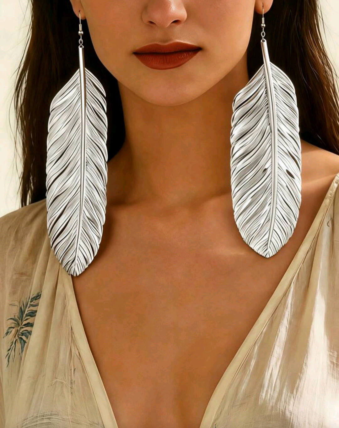 Silver leaf earrings