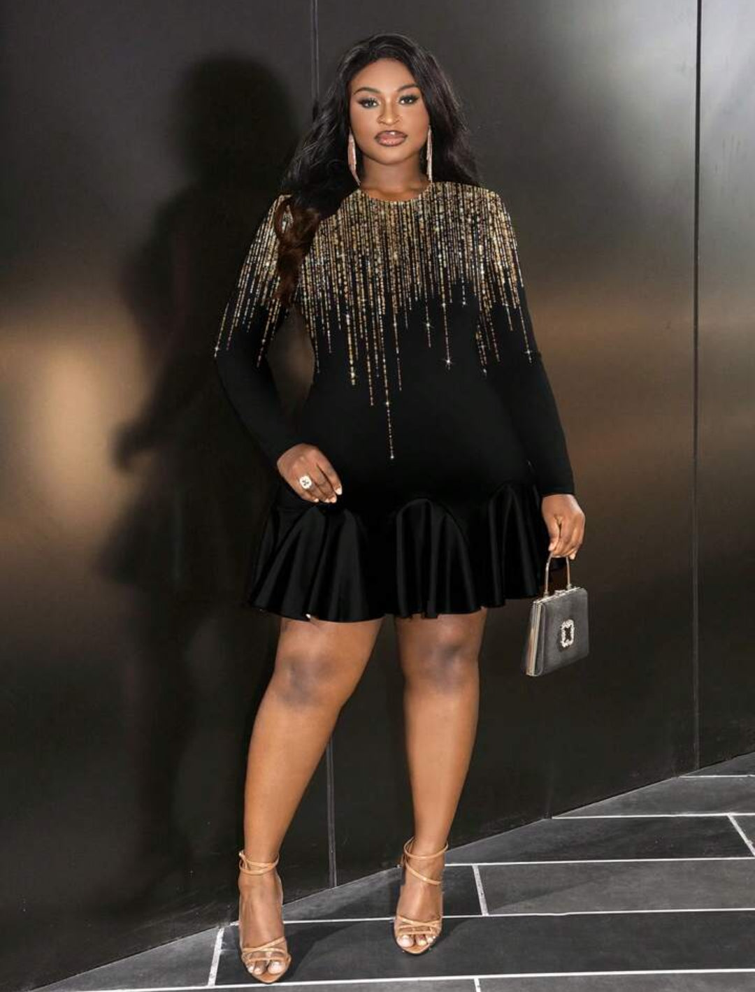 Black and Gold Dress 4XL